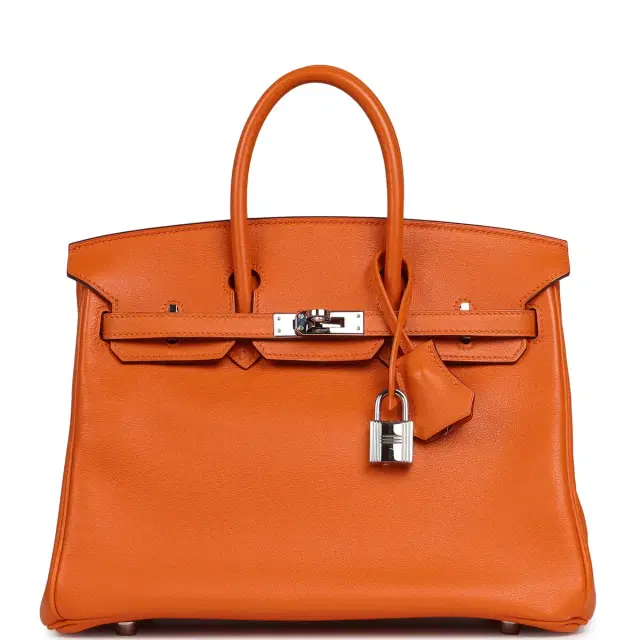 HERMÈS Pre-owned Hermes Birkin 25 Orange Swift Palladium Hardware