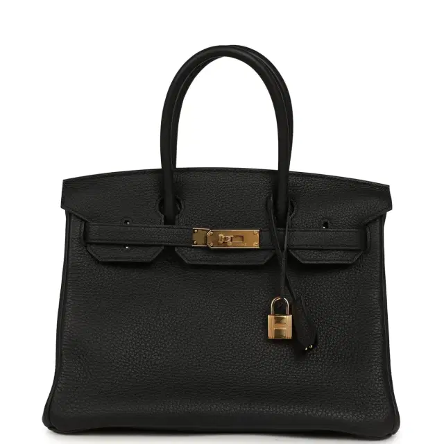 HERMÈS Pre-owned Hermes Birkin 30 Black Togo Gold Hardware