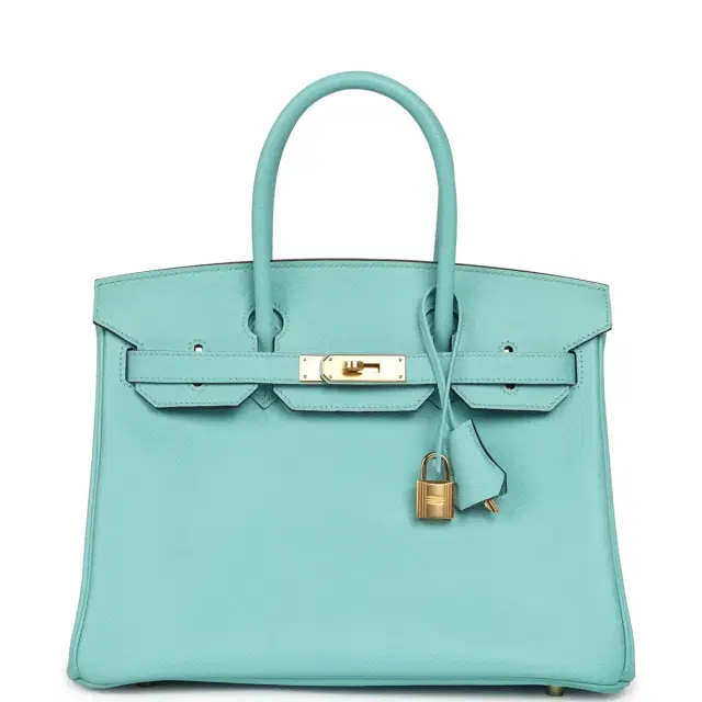 HERMÈS Pre-owned Hermes Birkin 30 Bleu Atoll Epsom Gold Hardware