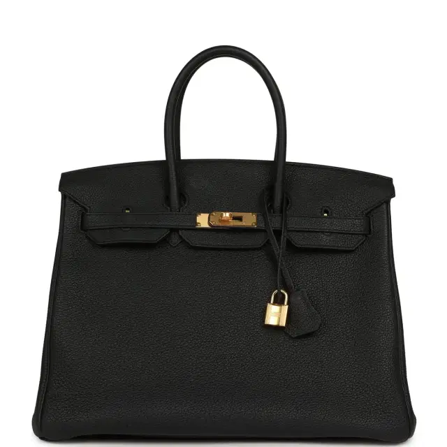 HERMÈS Pre-owned Hermes Birkin 35 Black Togo Gold Hardware