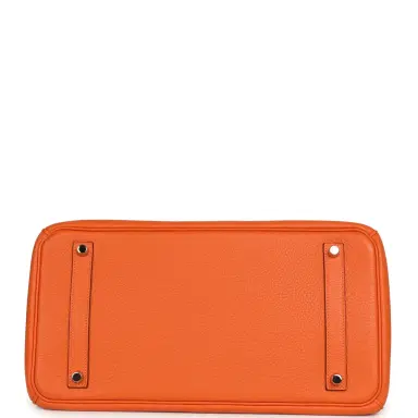 HERMÈS Pre-owned Hermes Birkin 35 Orange Clemence Palladium Hardware | Thumbnail 6 HERMÈS Pre-owned Hermes Birkin 35 Orange Clemence Palladium Hardware | Thumbnail 6