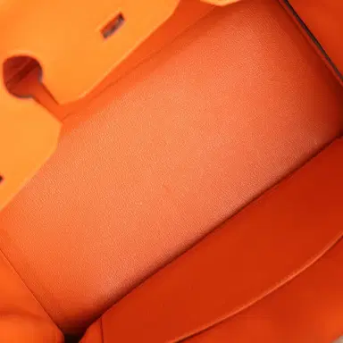 HERMÈS Pre-owned Hermes Birkin 35 Orange Clemence Palladium Hardware | Thumbnail 8 HERMÈS Pre-owned Hermes Birkin 35 Orange Clemence Palladium Hardware | Thumbnail 8