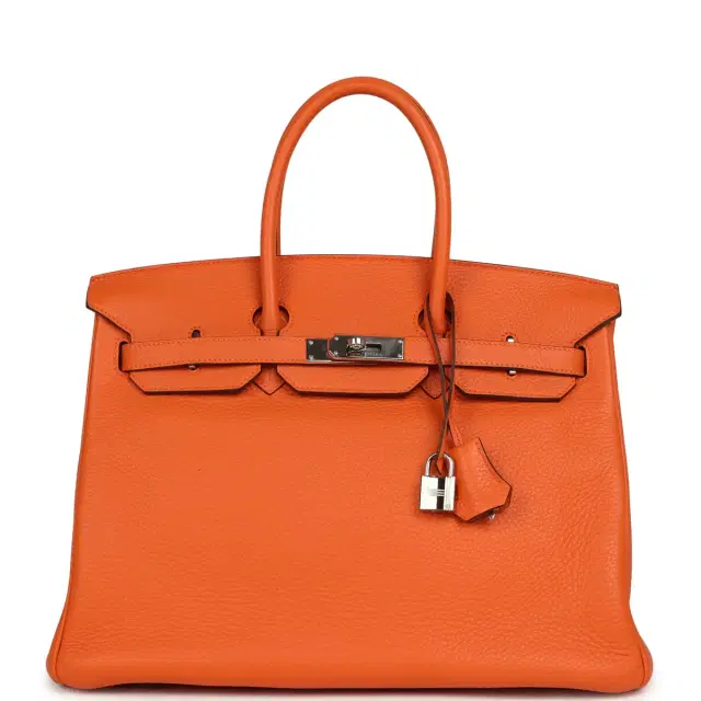 HERMÈS Pre-owned Hermes Birkin 35 Orange Clemence Palladium Hardware