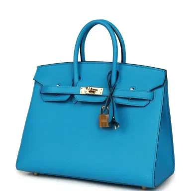 HERMÈS Pre-owned Hermes Birkin Sellier 25 Bleu Frida Epsom Gold Hardware | Thumbnail 5 HERMÈS Pre-owned Hermes Birkin Sellier 25 Bleu Frida Epsom Gold Hardware | Thumbnail 5