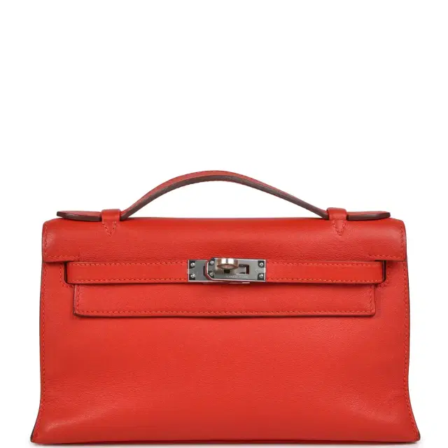 HERMÈS Pre-owned Hermes Kelly Pochette Capucine Swift Palladium Hardware
