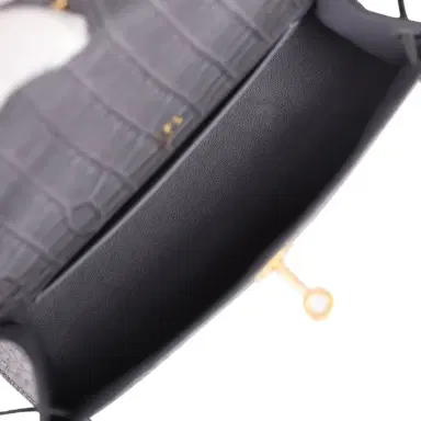 HERMÈS Pre-owned Hermes Kelly Pochette Gris Paris Matte Alligator Gold Hardware | Thumbnail 8