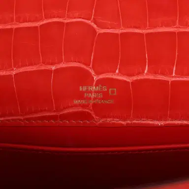 HERMÈS Pre-owned Hermes Kelly Pochette Rouge De Coeur Shiny Alligator Gold Hardware | Thumbnail 7 HERMÈS Pre-owned Hermes Kelly Pochette Rouge De Coeur Shiny Alligator Gold Hardware | Thumbnail 7