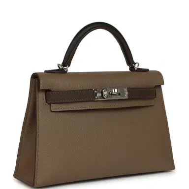 HERMÈS Pre-owned Hermes Kelly Sellier 20 Tri-color Etoupe, Ecorce, Black Epsom Palladium Hardware | Thumbnail 2
