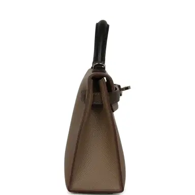 HERMÈS Pre-owned Hermes Kelly Sellier 20 Tri-color Etoupe, Ecorce, Black Epsom Palladium Hardware | Thumbnail 3