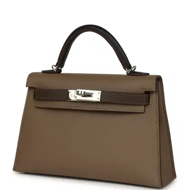 HERMÈS Pre-owned Hermes Kelly Sellier 20 Tri-color Etoupe, Ecorce, Black Epsom Palladium Hardware | Thumbnail 5