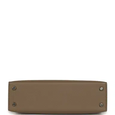 HERMÈS Pre-owned Hermes Kelly Sellier 20 Tri-color Etoupe, Ecorce, Black Epsom Palladium Hardware | Thumbnail 6