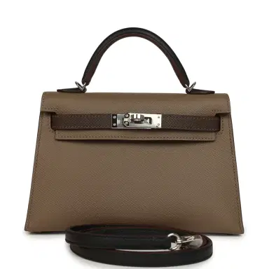 HERMÈS Pre-owned Hermes Kelly Sellier 20 Tri-color Etoupe, Ecorce, Black Epsom Palladium Hardware | Thumbnail 1