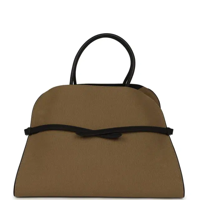 The Row The Row Margaux 15 Ceinture Bag Fango Canvas, Black Saddle Gold Hardware