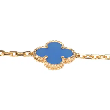 Van Cleef & Arpels Van Cleef & Arpels Vintage Alhambra 5 Motif Bracelet Blue Agate 18K Yellow Gold | Thumbnail 3 Van Cleef & Arpels Van Cleef & Arpels Vintage Alhambra 5 Motif Bracelet Blue Agate 18K Yellow Gold | Thumbnail 3