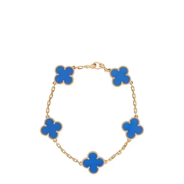Van Cleef & Arpels Van Cleef & Arpels Vintage Alhambra 5 Motif Bracelet Blue Agate 18K Yellow Gold