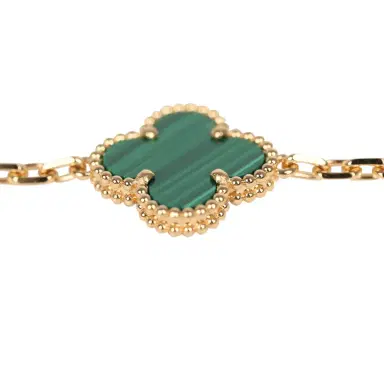 Van Cleef & Arpels Van Cleef & Arpels Vintage Alhambra 5 Motif Bracelet Malachite 18K Yellow Gold | Thumbnail 3 Van Cleef & Arpels Van Cleef & Arpels Vintage Alhambra 5 Motif Bracelet Malachite 18K Yellow Gold | Thumbnail 3