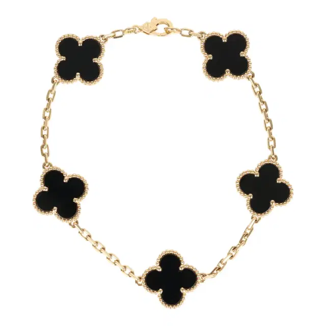 Van Cleef & Arpels Van Cleef & Arpels Vintage Alhambra 5 Motif Bracelet Onyx 18K Yellow Gold