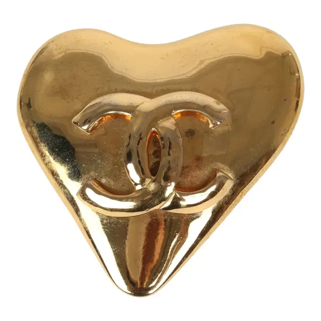 Chanel Vintage Chanel CC Heart Brooch Gold Plated Hardware