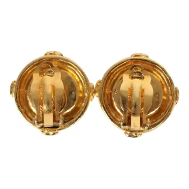 Chanel Vintage Chanel Small Round Border CC Clip On Earrings Gold Plated Hardware | Thumbnail 4 Chanel Vintage Chanel Small Round Border CC Clip On Earrings Gold Plated Hardware | Thumbnail 4