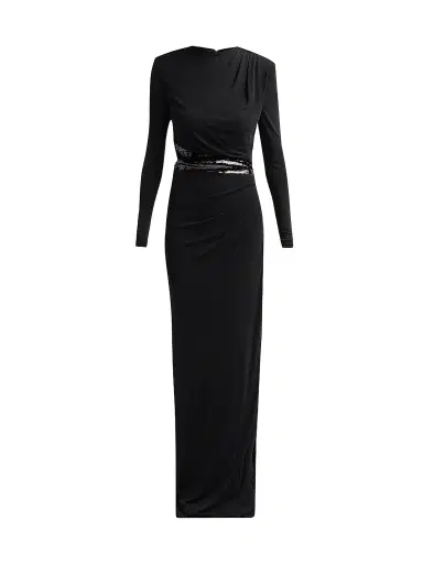 Ramy Brook Women's Samantha Sequin-Belt Gown - Black - Size 16 | Thumbnail 1
