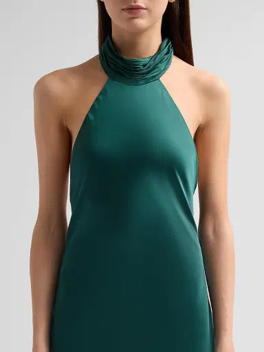 Ramy Brook Women's Tatiana High-Neck Satin Gown - Deep Emerald | Thumbnail 5