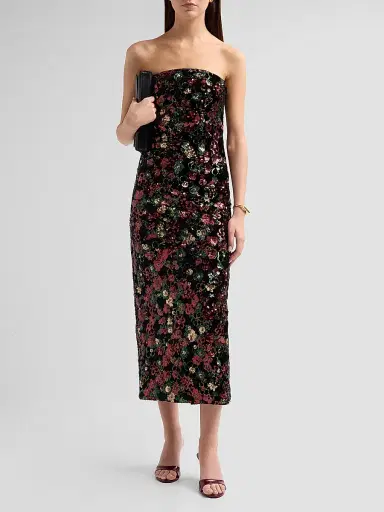 Ramy Brook Women's Natalie Embellished Strapless Midi Dress - Floral Sequin - Size 14 | Thumbnail 2