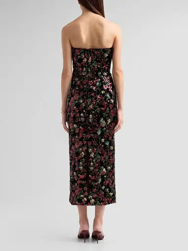 Ramy Brook Women's Natalie Embellished Strapless Midi Dress - Floral Sequin - Size 14 | Thumbnail 3