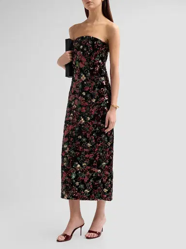 Ramy Brook Women's Natalie Embellished Strapless Midi Dress - Floral Sequin - Size 14 | Thumbnail 4