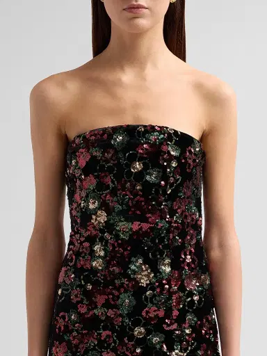 Ramy Brook Women's Natalie Embellished Strapless Midi Dress - Floral Sequin - Size 14 | Thumbnail 5