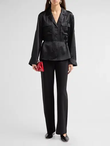 rag & bone Women's Cam Ponte Wide-Leg Pants - Black | Thumbnail 2