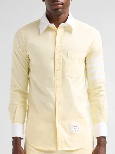 Thom Browne Men's Engineered 4-Bar Linen Straight-Fit Shirt | Thumbnail 5 Thom Browne Men's Engineered 4-Bar Linen Straight-Fit Shirt | Thumbnail 5