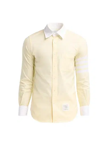 Thom Browne Men's Engineered 4-Bar Linen Straight-Fit Shirt | Thumbnail 1 Thom Browne Men's Engineered 4-Bar Linen Straight-Fit Shirt | Thumbnail 1