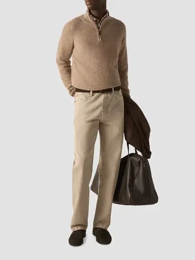 ZEGNA Men's Cashseta Polo Shirt - Light Taupe | Thumbnail 2