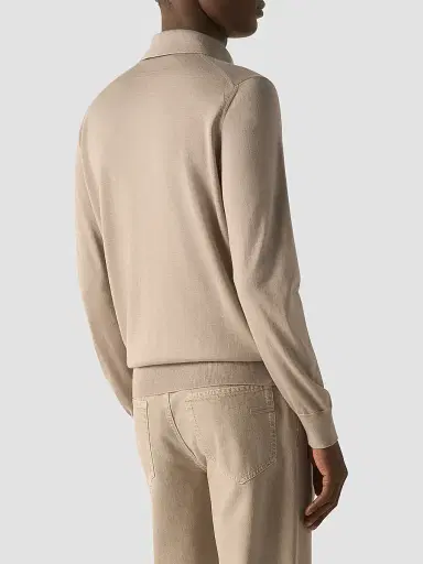ZEGNA Men's Cashseta Polo Shirt - Light Taupe | Thumbnail 4
