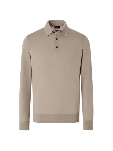 ZEGNA Men's Cashseta Polo Shirt - Light Taupe | Thumbnail 1