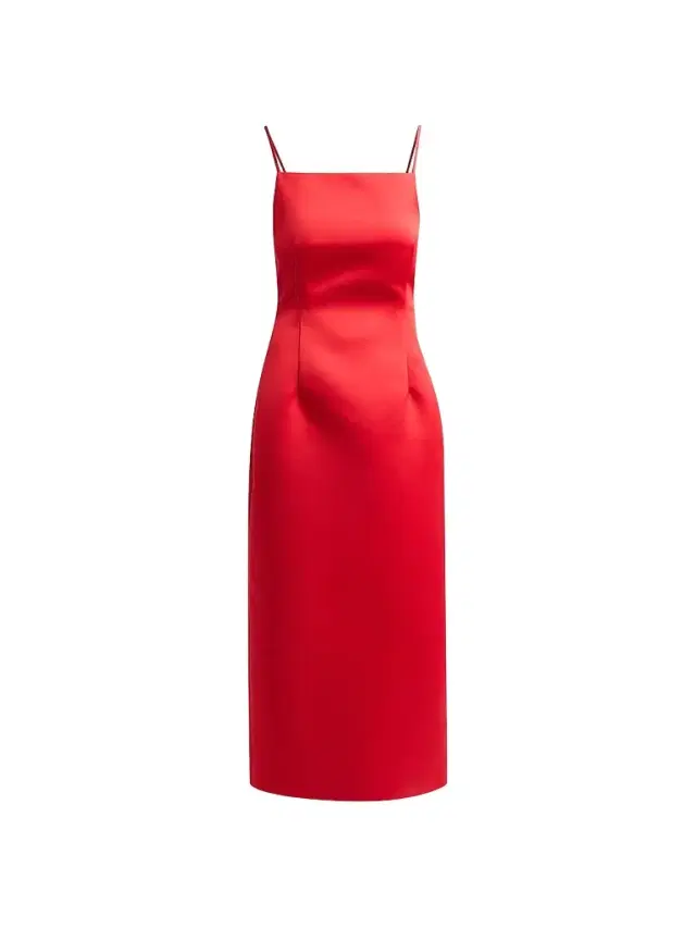PRABAL GURUNG Women's Satin Darted Square Neck Midi Dress - Ruby