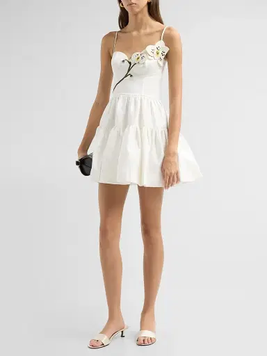 PatBo Women's Blossom Poplin Orchid Mini Dress - Off White - Size 8 | Thumbnail 4 PatBo Women's Blossom Poplin Orchid Mini Dress - Off White - Size 8 | Thumbnail 4