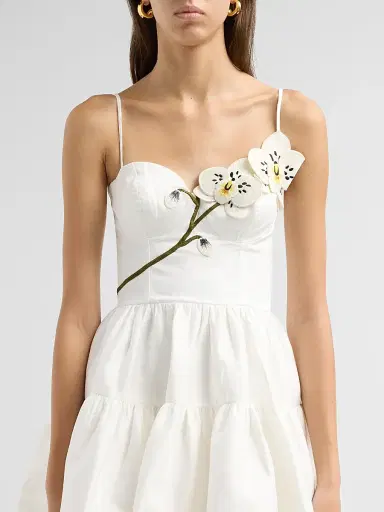PatBo Women's Blossom Poplin Orchid Mini Dress - Off White - Size 8 | Thumbnail 5 PatBo Women's Blossom Poplin Orchid Mini Dress - Off White - Size 8 | Thumbnail 5