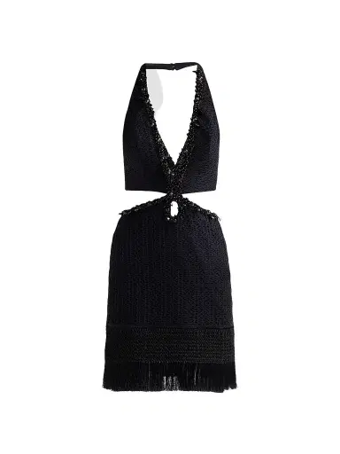 PatBo Women's Ayla Plunge Beaded Fringe Mini Dress - Black | Thumbnail 1 PatBo Women's Ayla Plunge Beaded Fringe Mini Dress - Black | Thumbnail 1