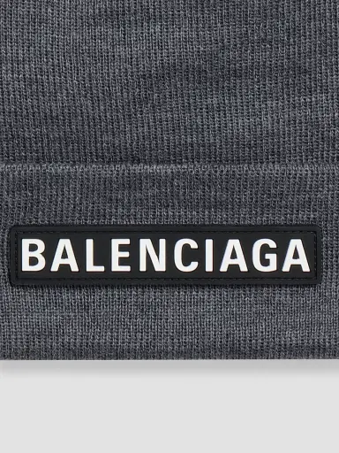 Balenciaga Men's Patch Beanie - Grey | Thumbnail 3