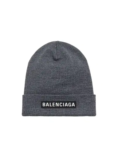 Balenciaga Men's Patch Beanie - Grey | Thumbnail 1