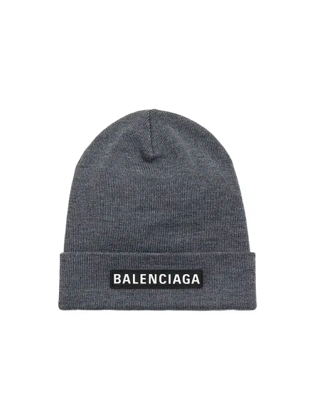 Balenciaga Men's Patch Beanie - Grey
