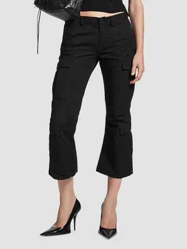 Balenciaga Women's Cargo Capri Pants - Black | Thumbnail 2