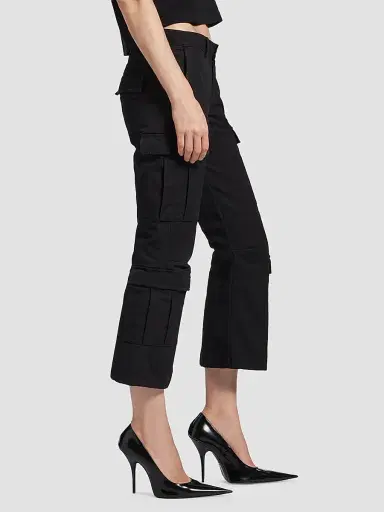Balenciaga Women's Cargo Capri Pants - Black | Thumbnail 4