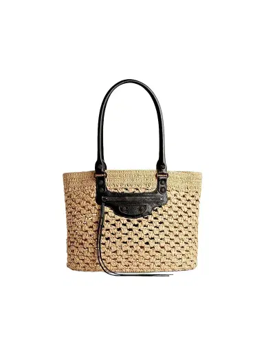 Balenciaga Women's Le City  Basket Tote Bag - Natural Black | Thumbnail 1