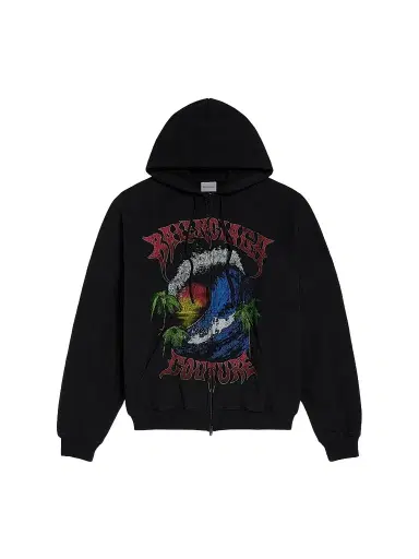 Balenciaga Men's Vintage Surfer Zip-Up Hoodie - Black | Thumbnail 1