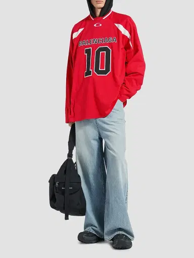Balenciaga Men's x NBA Collaboration Oversized Long Sleeve T-Shirt - Red - Size Medium | Thumbnail 2 Balenciaga Men's x NBA Collaboration Oversized Long Sleeve T-Shirt - Red - Size Medium | Thumbnail 2