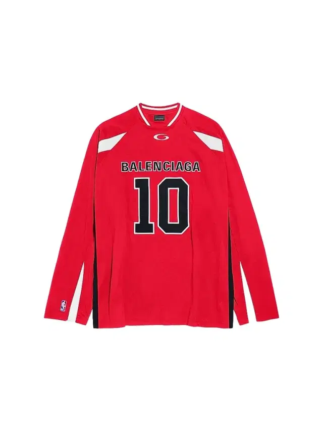 Balenciaga Men's  x NBA Collaboration Oversized Long Sleeve T-Shirt - Red