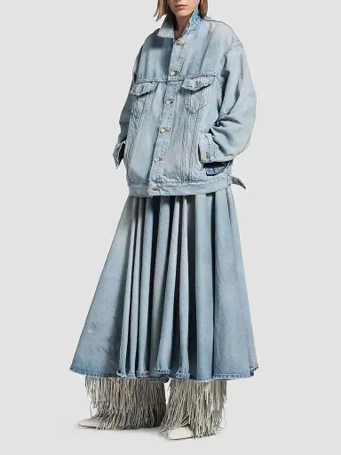Balenciaga Women's Denim Jacket Regular Fit - Dirty Light Blue - Size XS | Thumbnail 2