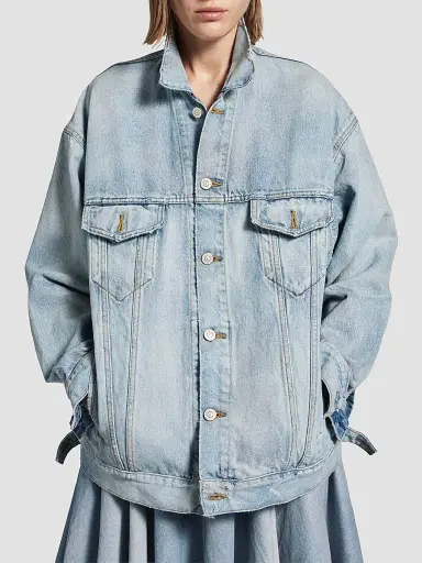 Balenciaga Women's Denim Jacket Regular Fit - Dirty Light Blue - Size XS | Thumbnail 3